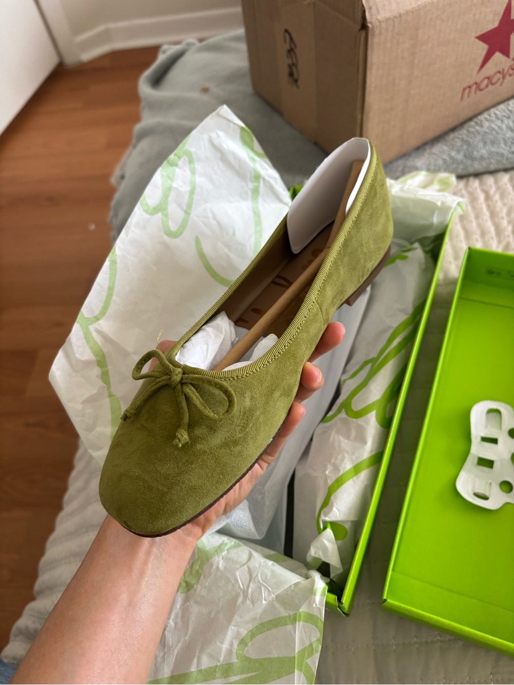 Sam Edelman Olive Suede Ballet Flat with Bow